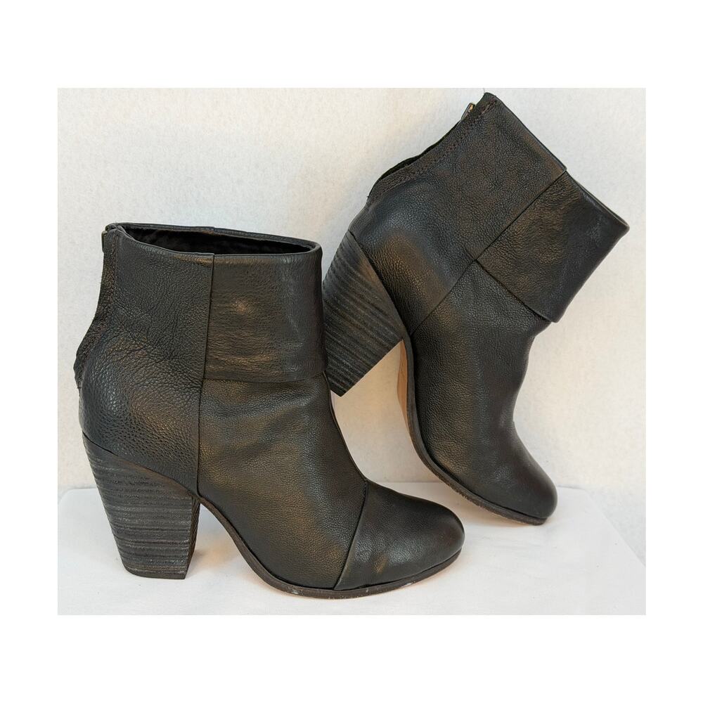 Rag & Bone Classic Newbury Leather Stacked Heel Leather Ankle Boots 8 - Picture 2 of 9